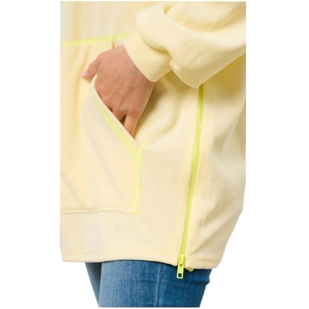 ANDANTE USA Yellow Hoodie with Neon Trim, A Kangaroo Pocket + Side Zips at Hips
